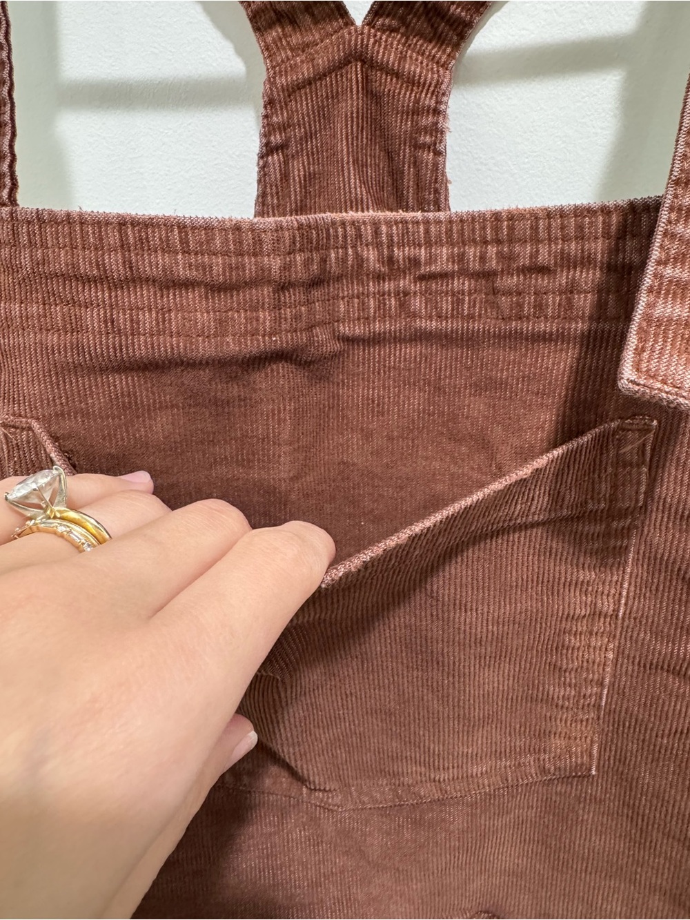 Aerie Brown Corduroy Cropped Overalls Utility Jumpsuit Raw Hem Medium - Picture 4 of 13